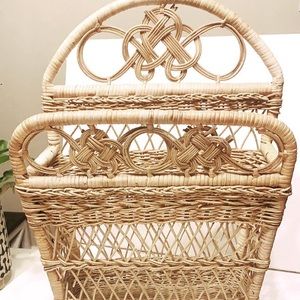 Vintage Accents - Vintage Blonde Wicker Shelf / Rack Unit Vintage Accents - Vintage Blonde Wicker Shelf / Rack Unit